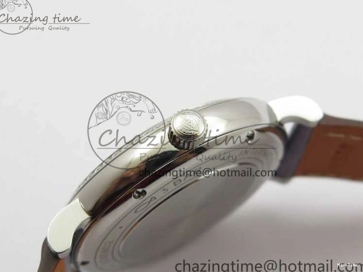 MIROTIME 0510 Attractive Portofino 37mm SS V7F 1:1 Best Edition Gray Dial Diamonds Bezel on Gray Leather Strap A 7091